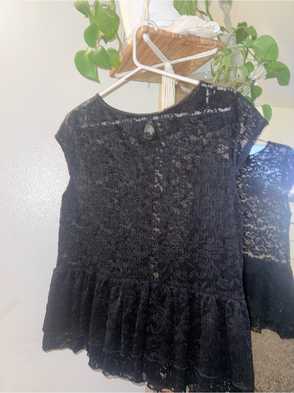 Motel Rocks Black Floral Lace Peplum Top